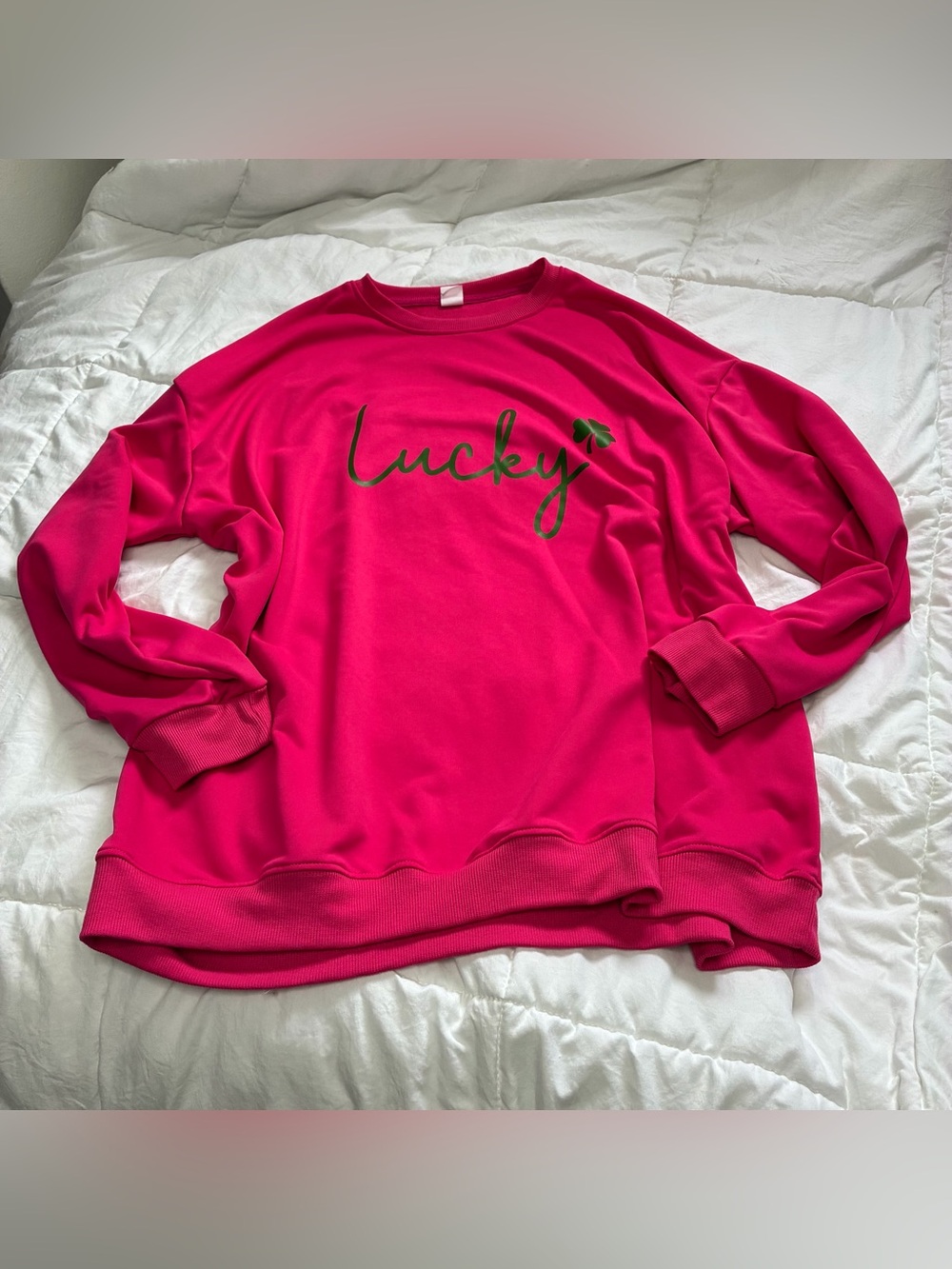 Lucky clover comfy pink sweatshirt